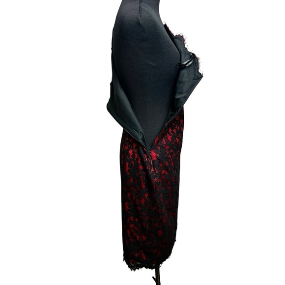 Tadashi Shoji Dress Red Embroidered Lace Sheath SZ 6 Whimsigoth Y2K Christmas - Picture 5 of 16